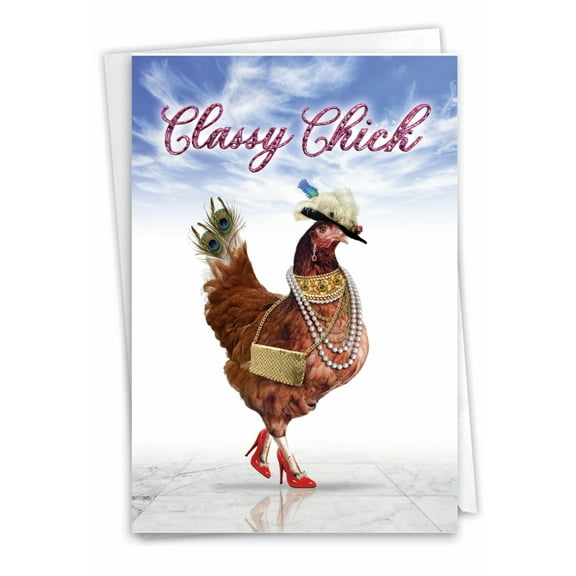 1 Funny Birthday Card with Envelope - Classy Chick C7230BDG
