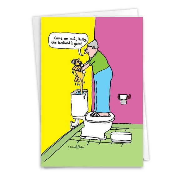 1 Funny Birthday Card with Envelope - Hiding Cat C6189BDG