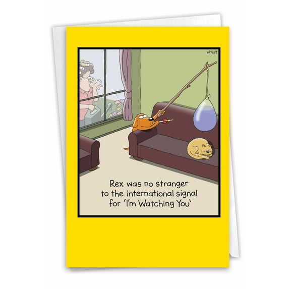 1 Funny Birthday Card with Envelope - I'm Watching You C3354BDG