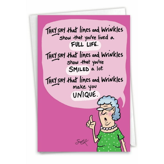 1 Funny Birthday Card with Envelope - Lines and Wrinkles C9319BDG