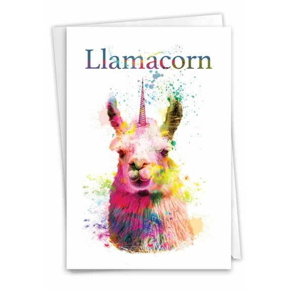 1 Funny Birthday Card with Envelope - Llamacorn C6883BDG