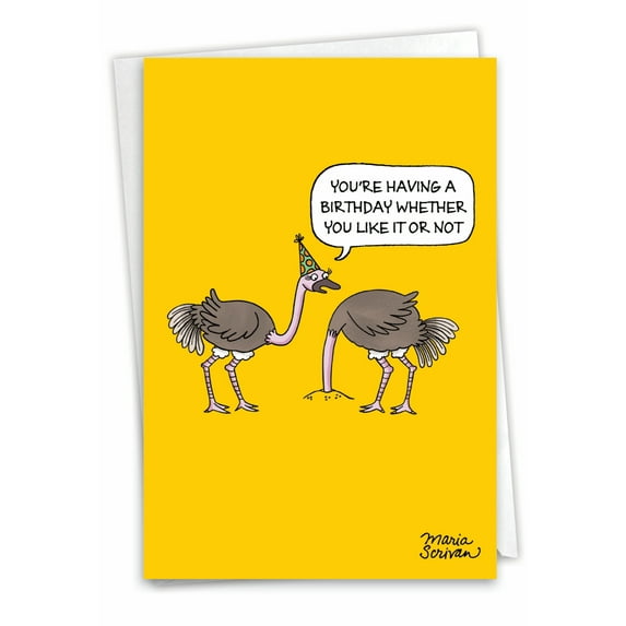 1 Funny Birthday Card with Envelope - Ostrich Party C6966BDG