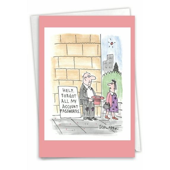 1 Funny Birthday Card with Envelope - Password Beggar Belated C7265BEG
