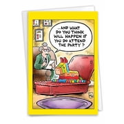 NobleWorks Funny Retro/Vintage Birthday Greeting Card w/ 5x7 Envelope (1 Card), for Men, Women, Bday Pinata Therapy C9325BDG