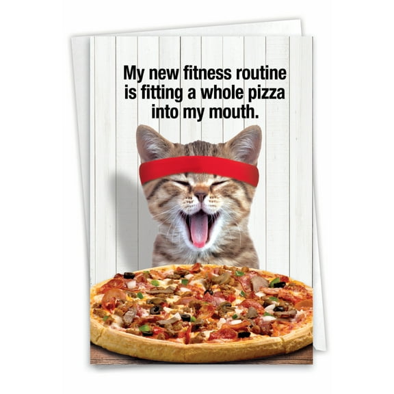 1 Funny Birthday Card with Envelope - Pizza Fitness C6935BDG