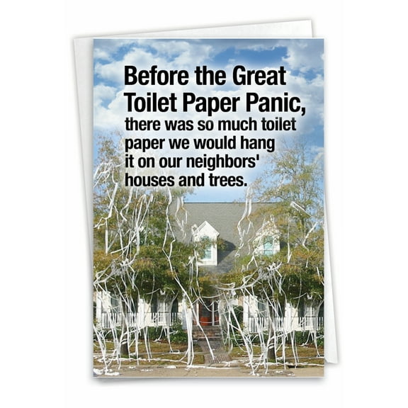 1 Funny Birthday Card with Envelope - Toilet Paper Panic C3700BDG