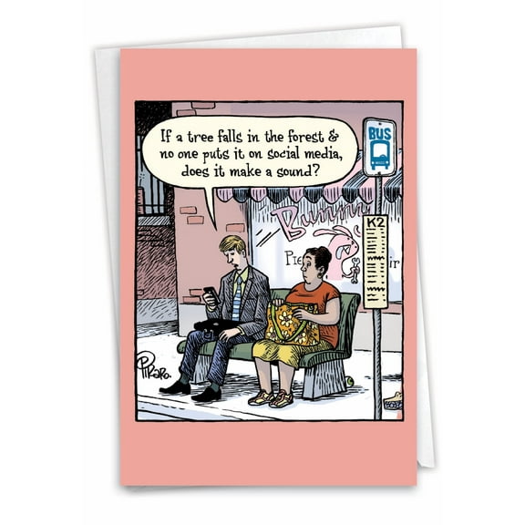 NobleWorks Funny Birthday Greeting Card w/ 5x7 Envelope (1 Card), for Men, Women, Bday Tree in Forest C9290BDG