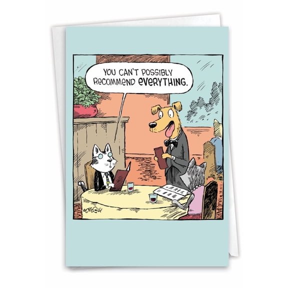 NobleWorks Funny Birthday Card - Waiter Recommendations - Cat - 1 Card - C6954BDG
