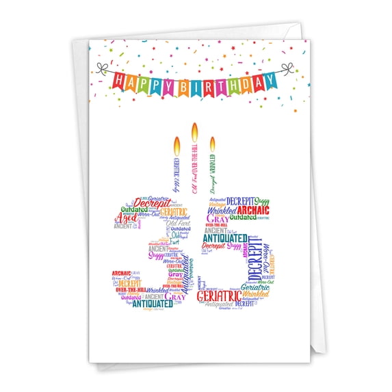 1 Funny Birthday Card with Envelope - Word Cloud Milestones 35 C9411MBG