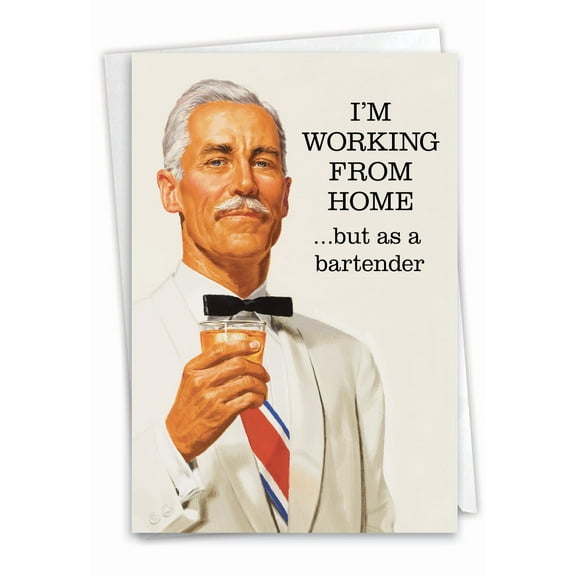 1 Funny Birthday Card with Envelope - Working From Home C9370BDG