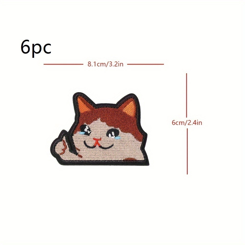 1 Funny Cat Velcro Badge Set - Brightly colored embroidered badges for backpacks, jackets, jeans, hats