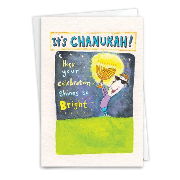 1 Funny Chanukah Greeting Card W/Envelope - Jewish Holiday Cards Electric Bill