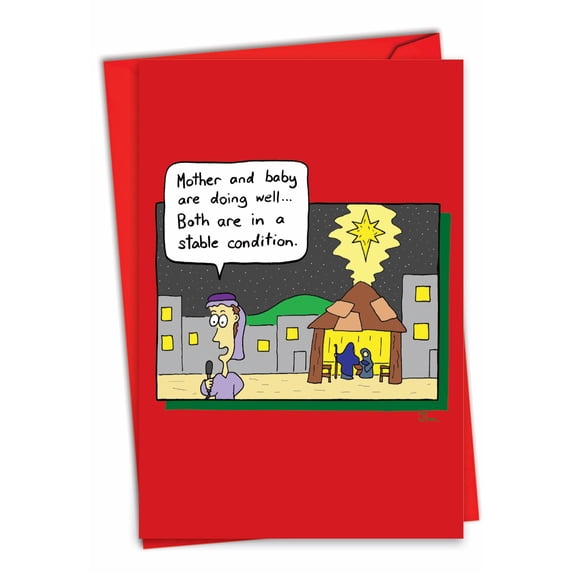 1 Funny Christmas Card with Envelope - Bethlehem News C3413XSG