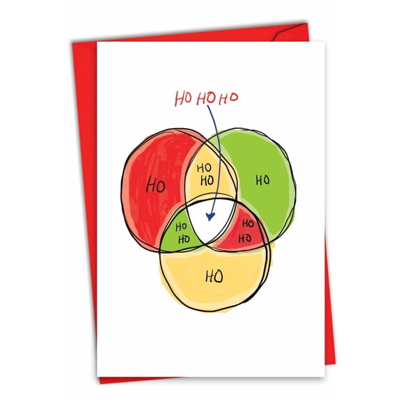 NobleWorks Funny Santa Christmas Greeting Card w/ 5x7 Envelope (1 Card), for Men, Women, Merry Christmas Holiday Christmas Holiday Ho Ho Diagram C7128XSG