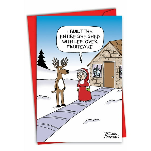 1 Funny Christmas Card with Envelope - Mrs. Claus' She Shed C7090XSG