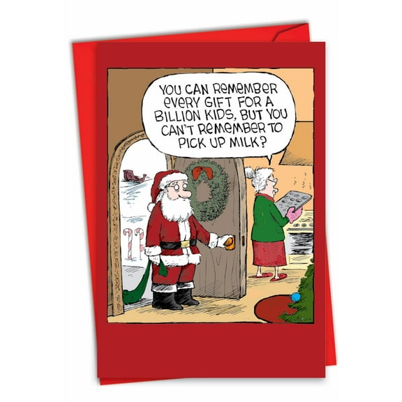 1 Funny Christmas Card with Envelope - Remember The Milk C4335XSG