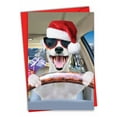 thumbnail image 1 of 1 Funny Christmas Card with Envelope - Santa Dog Driver C3384XSG, 1 of 6