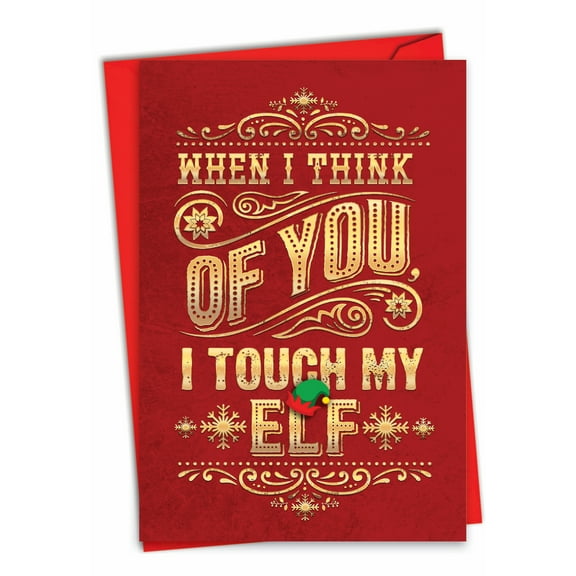 1 Funny Christmas Card with Envelope - Touch My Elf C3377XSG