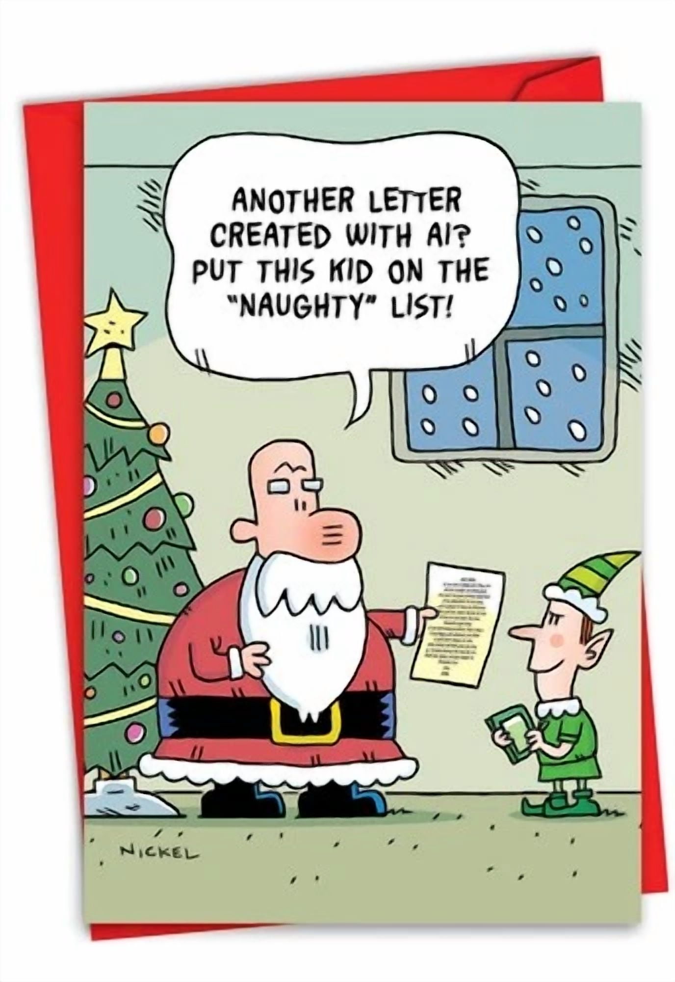 1 Funny Christmas Greeting Card W/ Envelope - Happy Holidays Artificial Letter