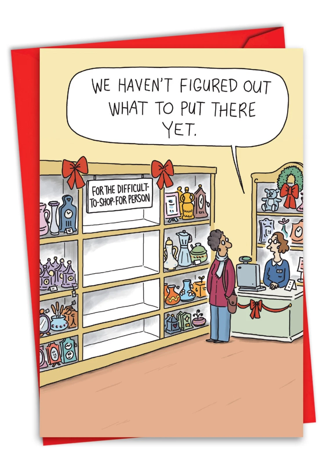 1 Funny Christmas Greeting Card W/ Envelope - Happy Holidays Empty Shelves