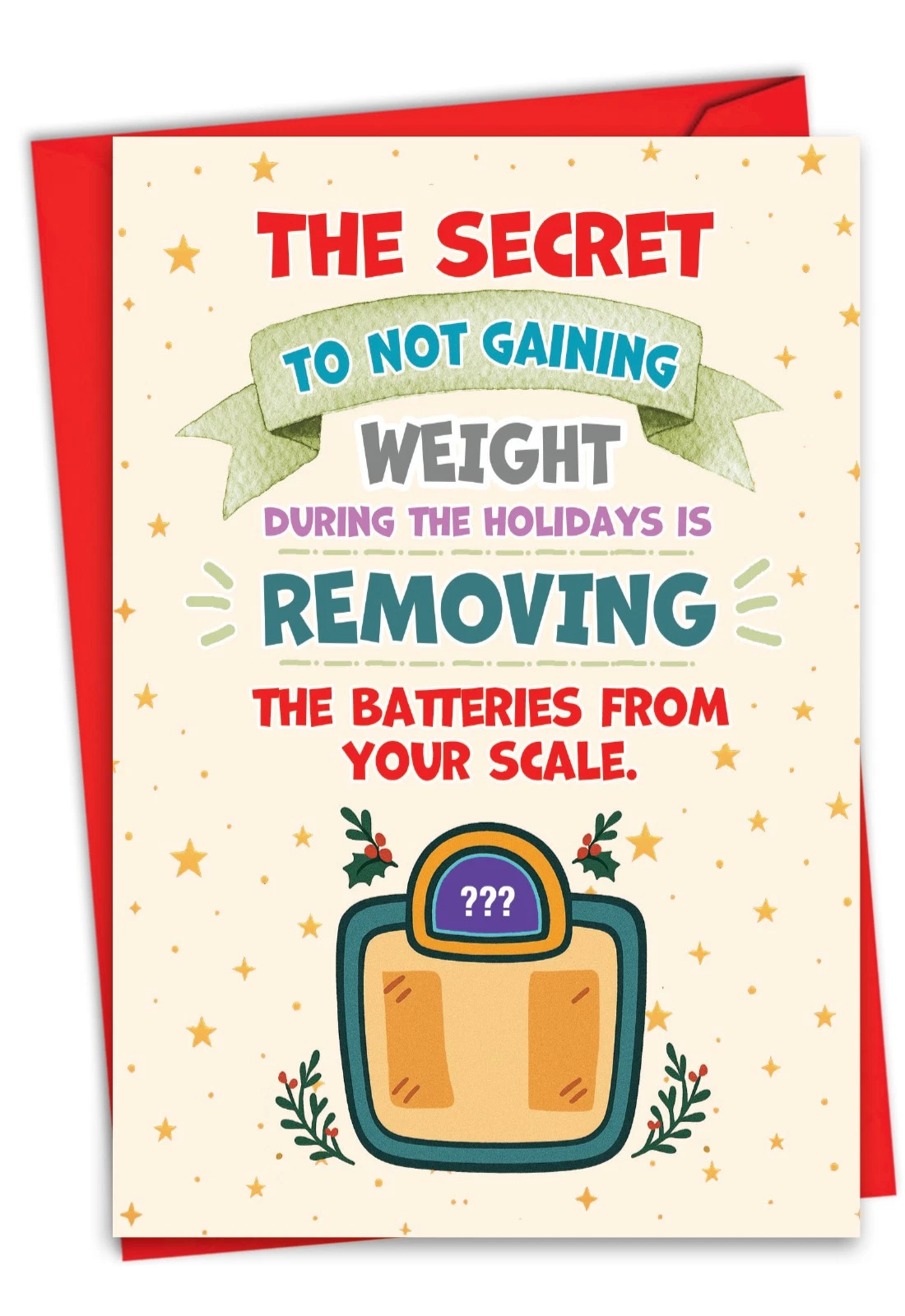 1 Funny Christmas Greeting Card W/ Envelope - Happy Holidays Holiday Weight