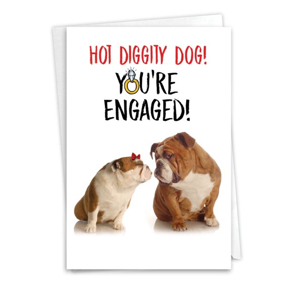 1 Funny Engagement Card with Envelope - Engaged Dogs Engagement C6897ENG