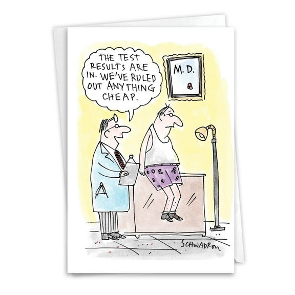 NobleWorks Funny Get Well Greeting Card w/ 5x7 Envelope (1 Card), for Men, Women, Test Results C6959GWG