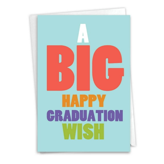 NobleWorks Graduation Greeting Card w/ 5x7 Envelope (1 Card), for Men, Women, Big Graduation Wish C3458GDG