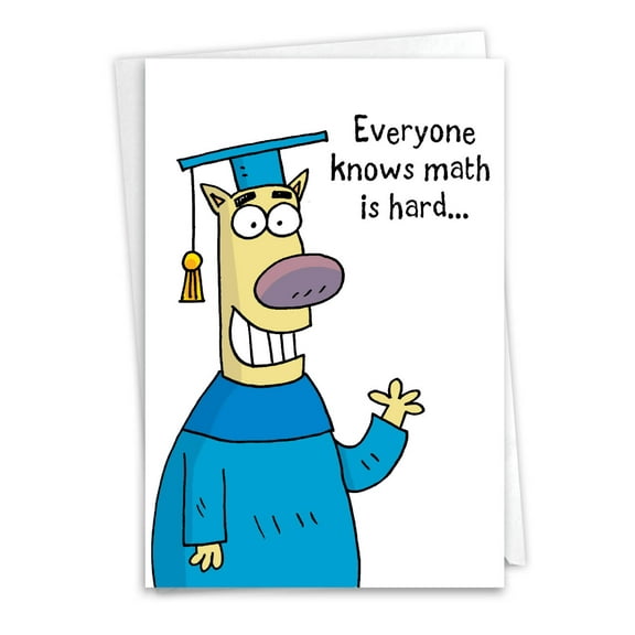 NobleWorks Funny Graduation Greeting Card w/ 5x7 Envelope (1 Card), for Men, Women, Math Is Hard C3626GDG