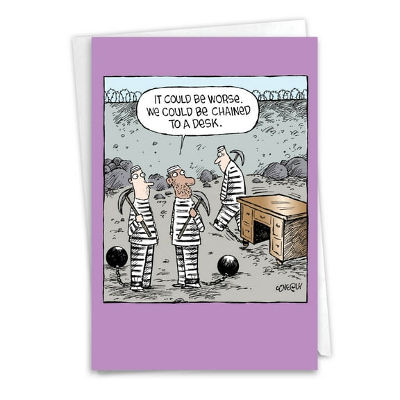 1 Funny Retirement Card with Envelope - Desk Chain C3648RTG