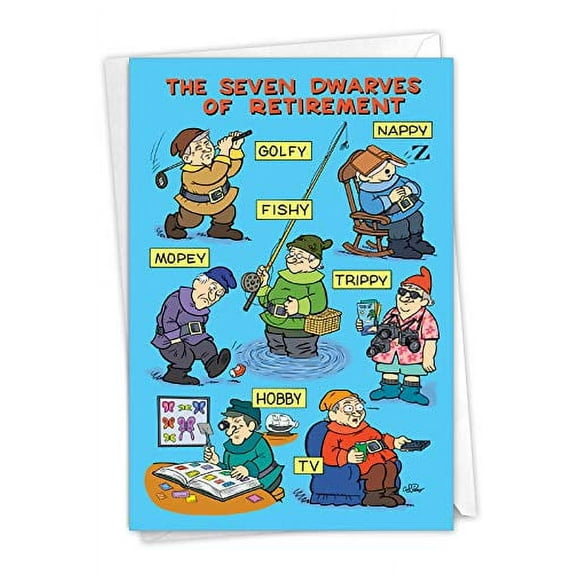 1 Funny Retirement Card with Envelope - Seven Dwarves of C7246RTG