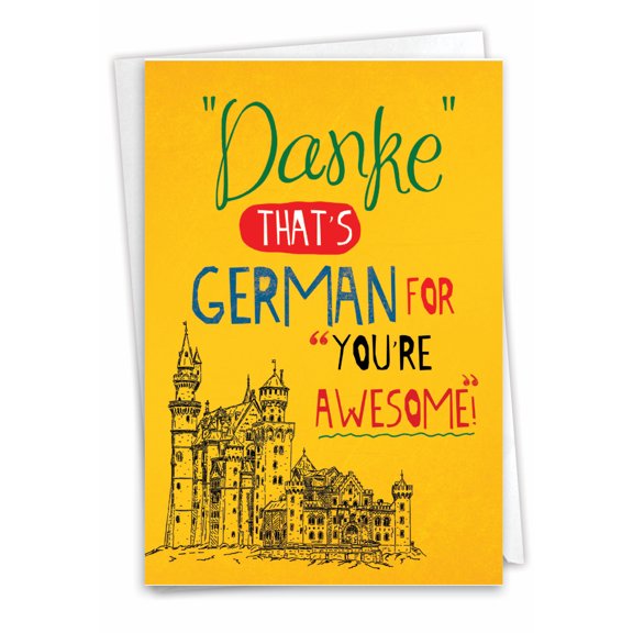 1 Funny Thank You Card with Envelope - Danke You're Awesome C3531TYG