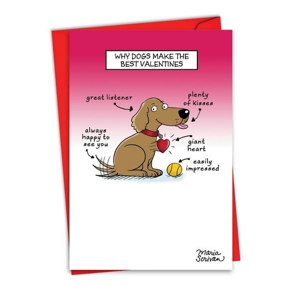 1 Funny Valentine's Day Card with Envelope - Dog Lovers C3167VDG