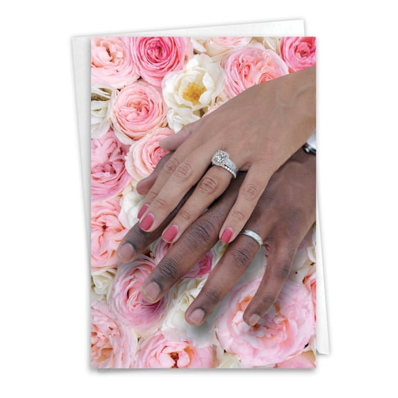 NobleWorks Funny Wedding Congratulations Card - Black Wedding Hands - 1 Card - C9347WDG-ET