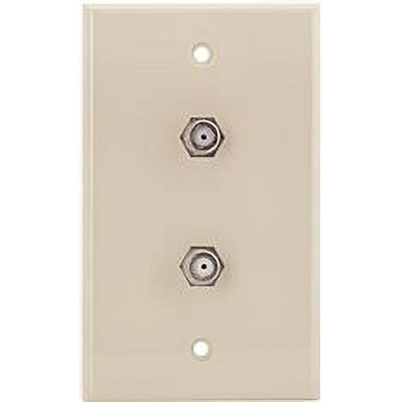 1-GANG DUPLEX CATV F-TYPE CONNECTOR WITH WALLPLATE, PLASTIC, IVORY per 22 Each