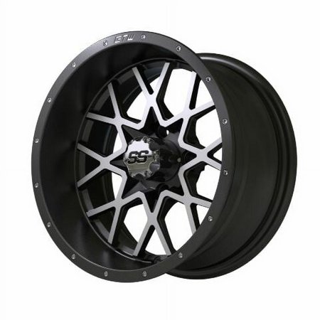 GTW 14x7 Matte Gray/Machined Vortex Golf Cart Wheel 3:4 Offset | Each