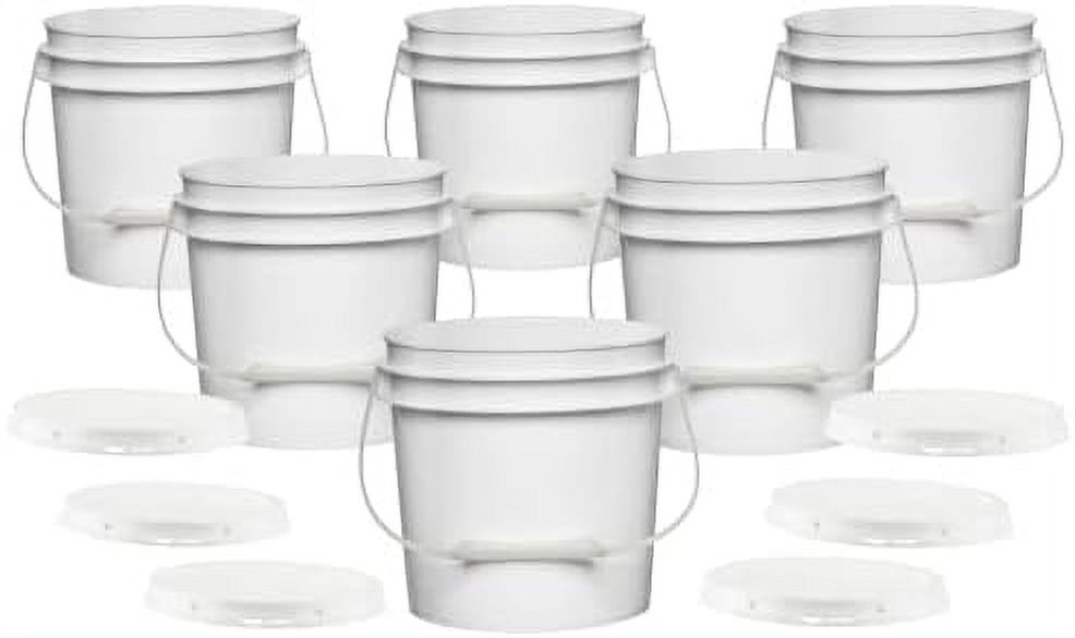 1 Gal White Bucket With Lid Food Grade Containers BPA Free Pack Of