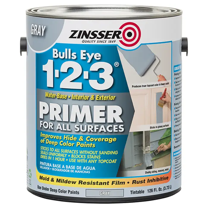 1 Gal Zinsser 285085 Gray Bulls Eye 1-2-3 Water-Based Stain Blocking Primer/Sealer