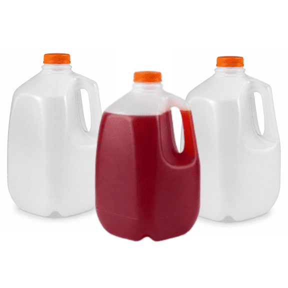 1 Gallon (128 oz) Clear Plastic Juice Bottles with Lids – Tamper-Evident Beverage Containers - 3 Pack