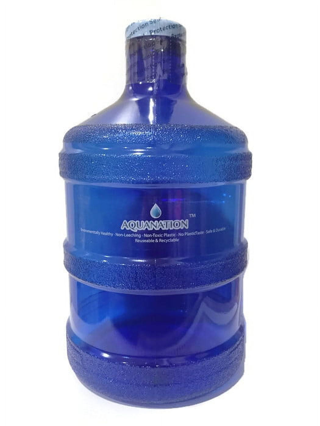 1 Gallon BPA FREE Reusable FDA Grade Chemical Free Plastic Drinking Water Big Mouth Bottle Jug Container with Holder Drinking Canteen (Dark Blue)
