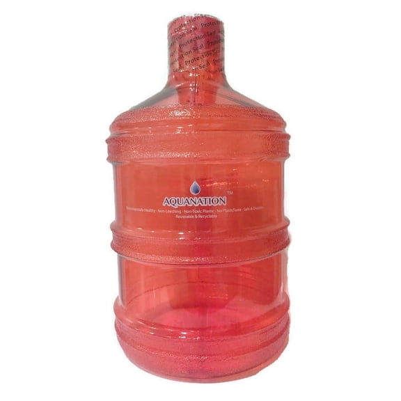 1 Gallon BPA FREE Reusable FDA Grade Chemical Free Plastic Drinking Water Big Mouth Bottle Jug Container with Holder Drinking Canteen (Red)
