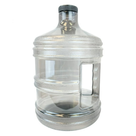 1 Gallon BPA FREE Reusable Plastic Drinking Water Big Mouth Bottle Jug Container with Holder - Black