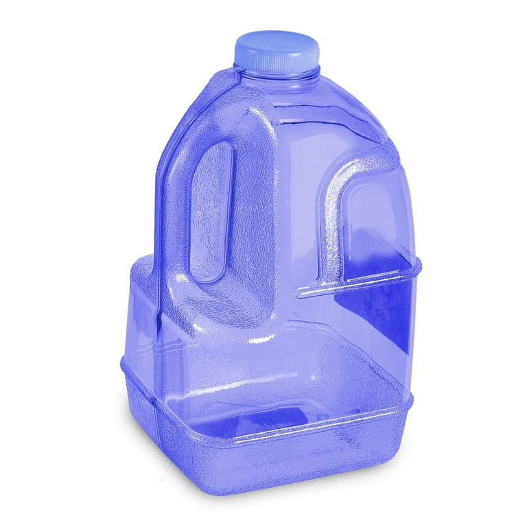 1 Gallon BPA Free Reusable Plastic Drinking Water Big Mouth 'Dairy' Bottle Jug Container with Holder - Dark Blue