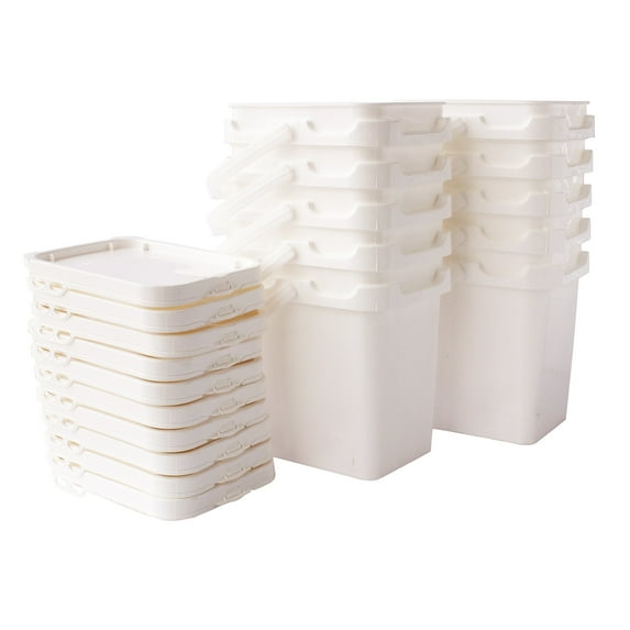 1 Gallon Bucket with Lid and Handle – White – Pack of 10 – BPA-Free Stackable Storage Pail