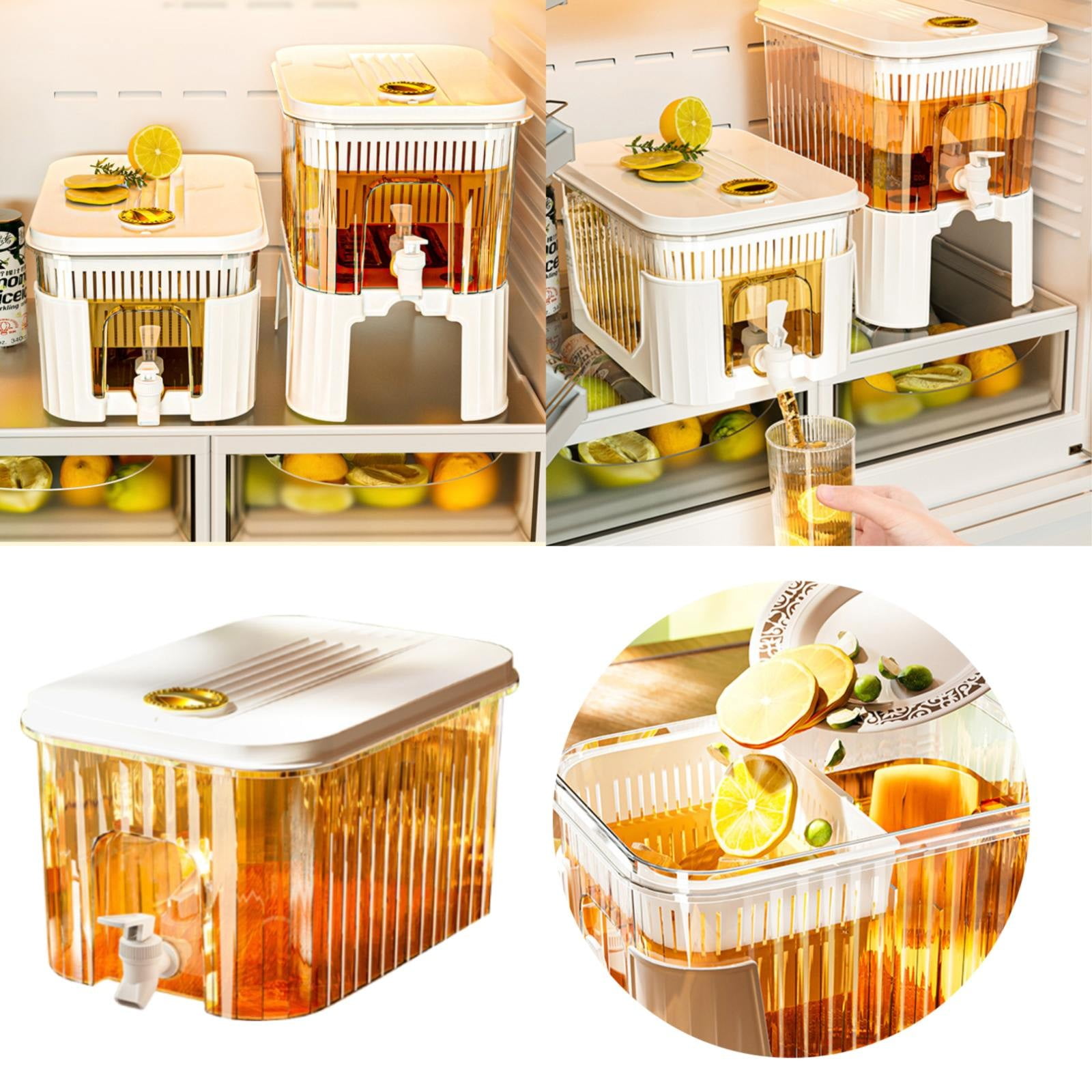 1 Gallon Clear Beverage Dispenser for Fridge Premium Plastic Small Iced