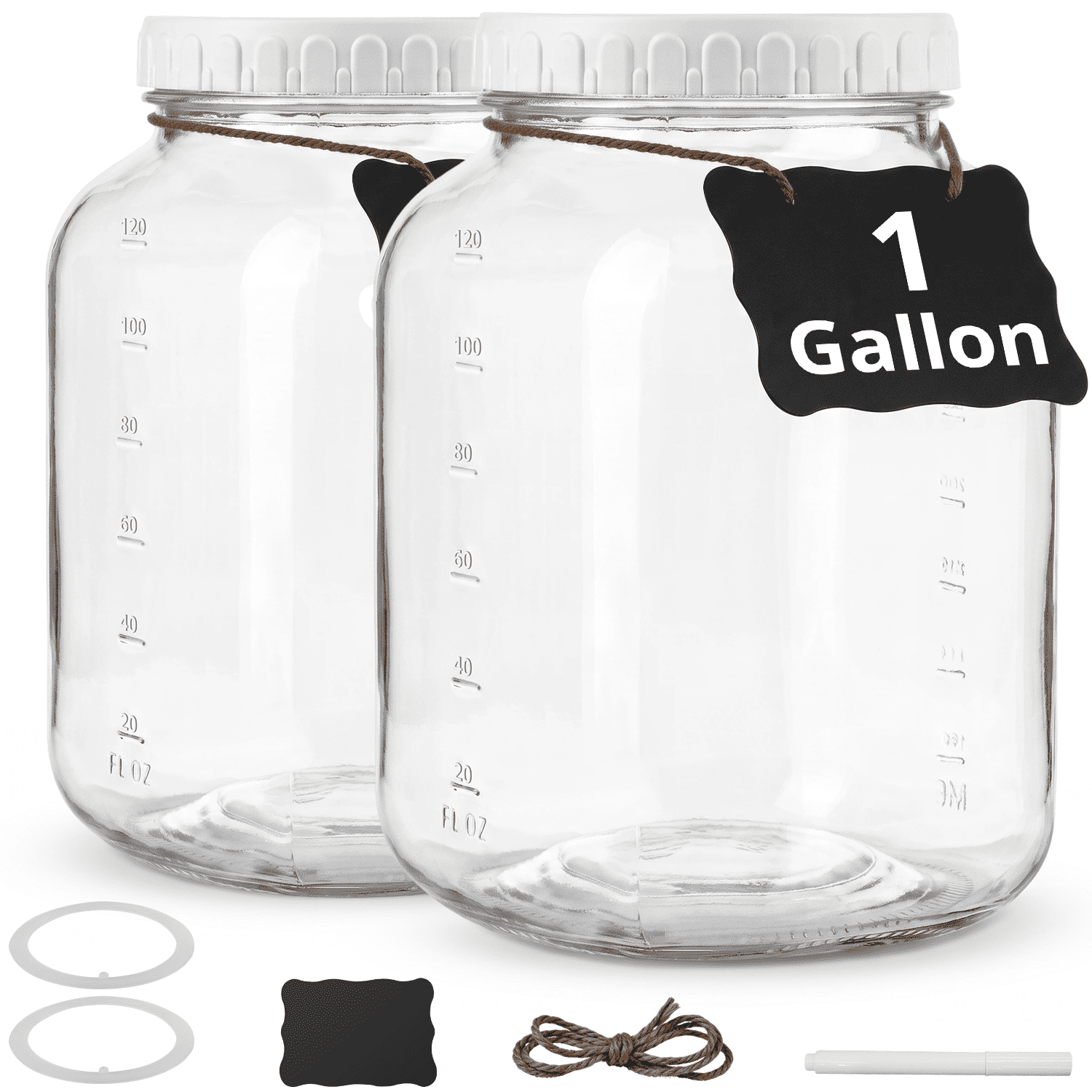 1 Gallon Clear Glass Jar with Lid, TAIMASI 2 Pack Wide-Mouth Large ...