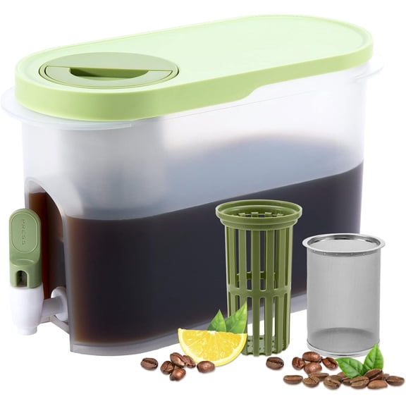 1 Gallon Cold Brew Coffee Maker Iced Maker with Ultra Fine Stainless Steel Mesh Filter and Spigot Pitcher & Tea Infuser Lemonade Drink Dispenser Infuser