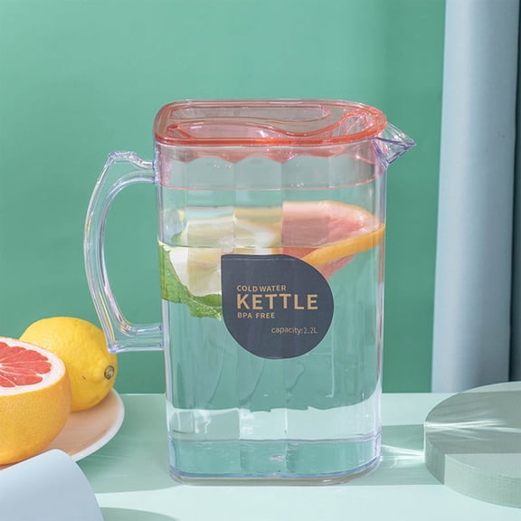 Cold Brew Iced Tea Pitcher with Lid - Refrigerator Water Carafe for Lemonade, Juices & Fruit Infusions, Large Dispenser for Kitchen, Home, Party & Wedding
