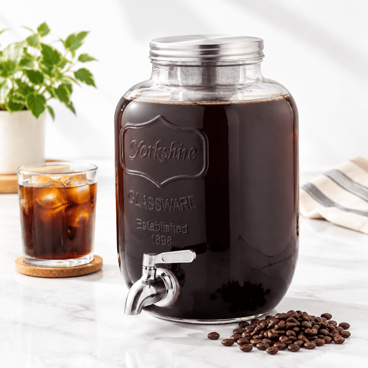 1 Gallon Cold Brew Maker with Stainless Steel Spigot and Fine Filter ...