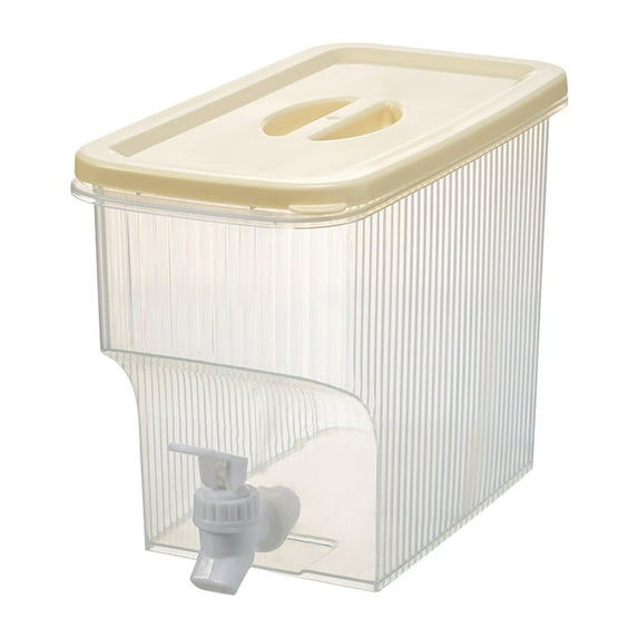 1 Gallon Drink Dispenser for Fridge with Spigot Water Dispenser Leak Proof Lids Filter Screen Beverage Juice Container Sealed Plastic Lemonade Milk Drink Tea Jug for Party(Beige2,6.69x5.11x7.08")